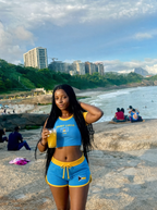 Saint Lucia model wearing the shorts